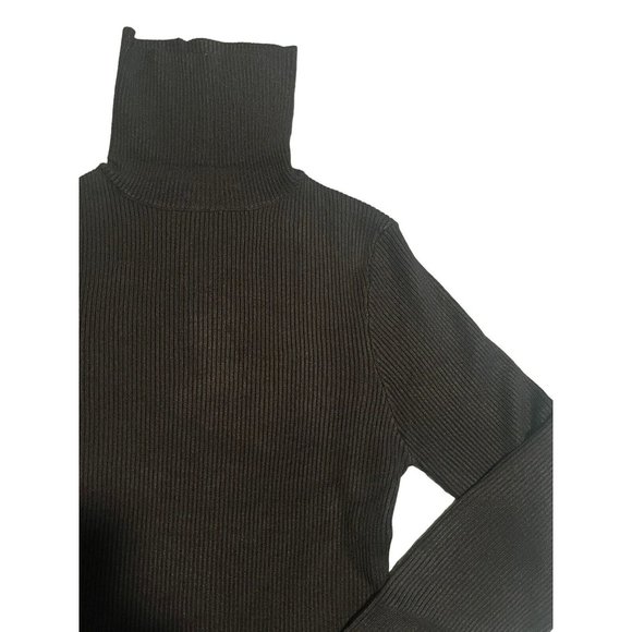 Forever 21 ANWND Women’s Black Ribbed Turtleneck Sweater Long Sleeve Top Med NEW - Picture 3 of 10